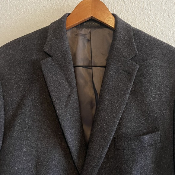 Lauren Ralph Lauren 100% Camel Hair Blazer Sport Coat Size 46L Gray 2-Button - Picture 3 of 6